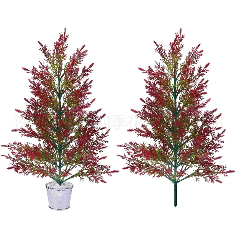 クリスマス模擬緑の植物小さなモミの木人工偽花鉢植えプラスチックモミの葉盆栽家の装飾装飾品|undefined