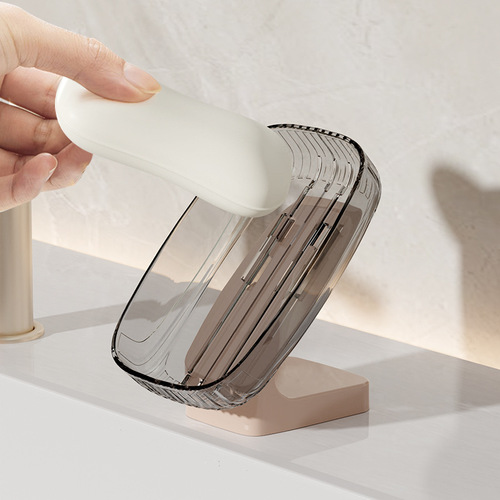 Soap box punch-free square wall-mounted transparent drain soap box household soap rack bathroom soap box storage rack