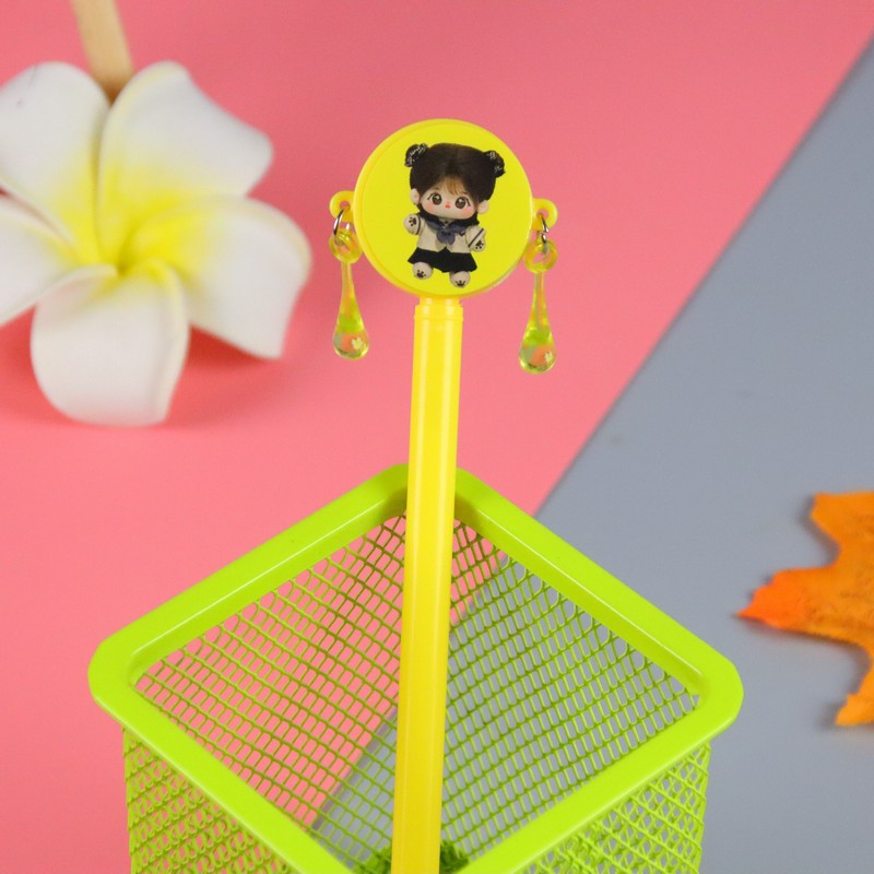 Bolígrafo de gongs en forma de sonajero creativo, bolígrafo de firma de patrón de niña linda, bolígrafo especial de regalo para estudiantes de primaria y secundaria