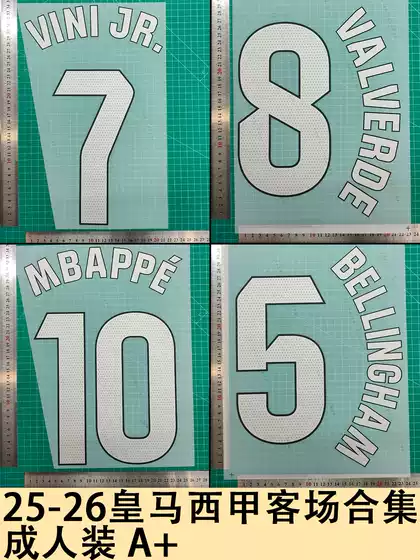 25-26 Real Madrid La Liga Away Collection Adult A+ Jersey Number Letter Heat Transfer Iron-On Patch