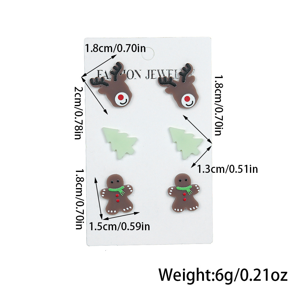 Drop Earrings, Ear Studs Classification 1 Set Cute Christmas Tree Gingerbread Arylic Drop Earrings Ear Studs