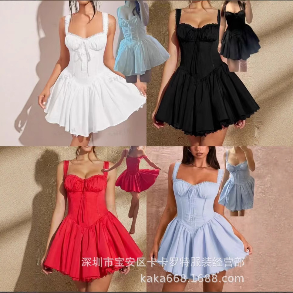 Xiyin ropa de mujer shein comercio exterior transfronterizo nuevo precio especial de liberación de la cabina de la espalda 2024 vestido final de la liberación