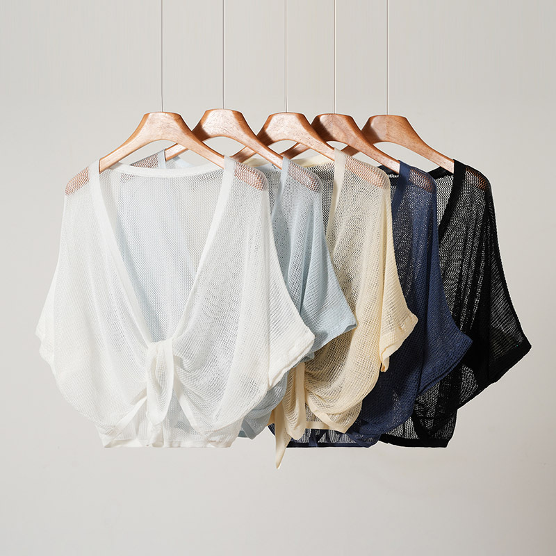 Tencel Lyocell Hollow-Out Knit Cardigan, Thin Shawl for Women to Wear over a Qipao, Paired with a Slip Dress, Jacket, or Cover-Up Tencel Lyocell Hollow-Out Knit Cardigan, Thin Shawl for Women to Wear over a Qipao, Paired with a Slip Dress, Jacket, or Cover-Up