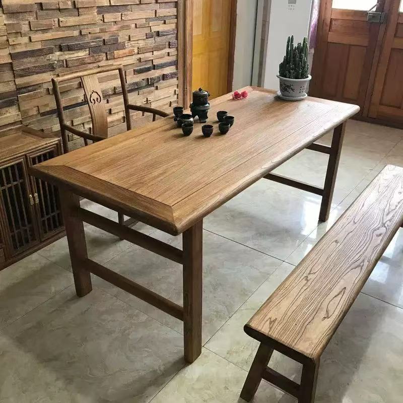 Old Elm Tea Table Chinese Retro B&B Old Door Panel Tea Table Old Solid Wood Dining Table Restaurant Large Table Dining Table