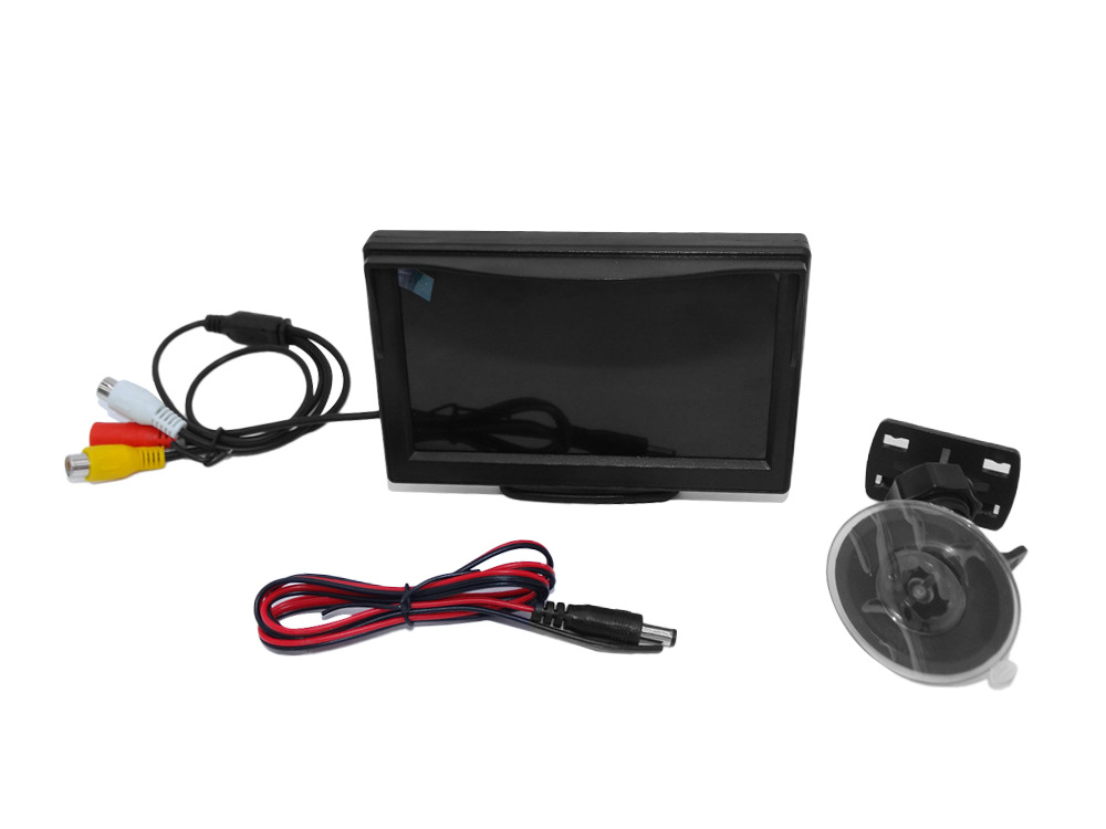Wide Voltage Range 12-24V Visual Reversing Video Image Hd Car Display Monitor 5inch Desktop Suction Cup Monitor