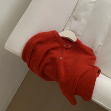韩系设计感红色毛衣小外套女2024秋冬新款软糯内搭针织开衫上衣潮