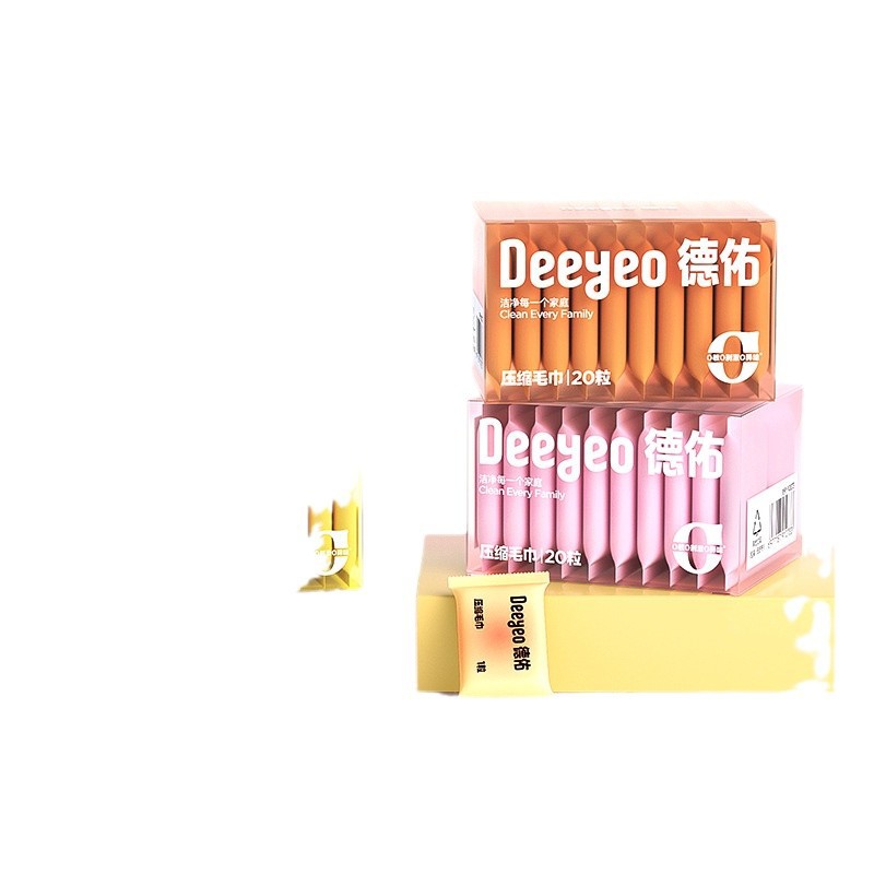 Deyou Color Cloud toallas de compresión 20 cápsulas / caja, toallas faciales desechables para viajes de negocios, paquete portátil para aumentar el grosor