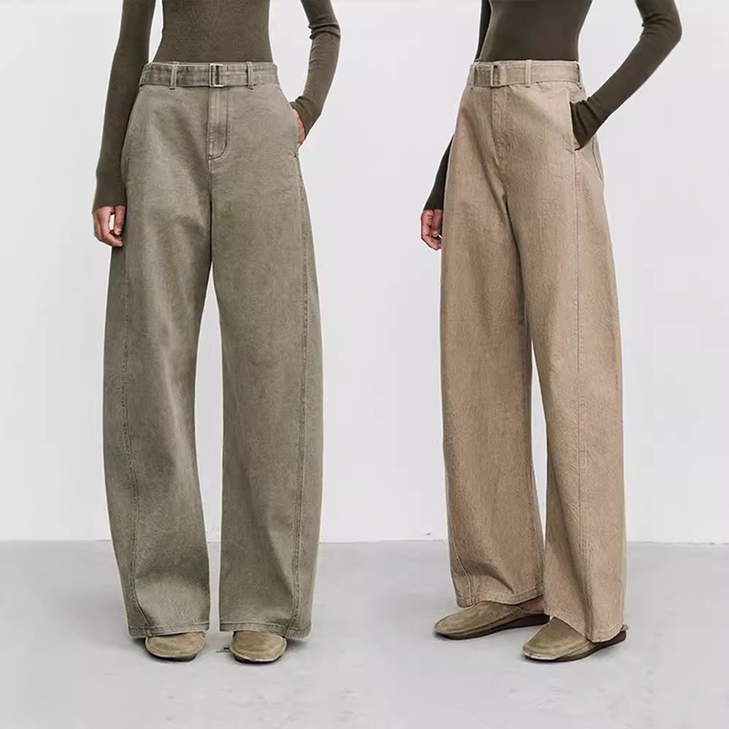 Casual Pants for Women, Distressed Artistic 2025 Autumn and Winter Denim Fashionable Scimitar Pants, High-Waisted Banana Pants, Slimming Jeans