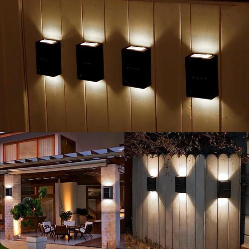 Solar wall lamp, outdoor solar up and down wall lamp, semicircular fence lamp, convex mirror floodlight, courtyard night lamp