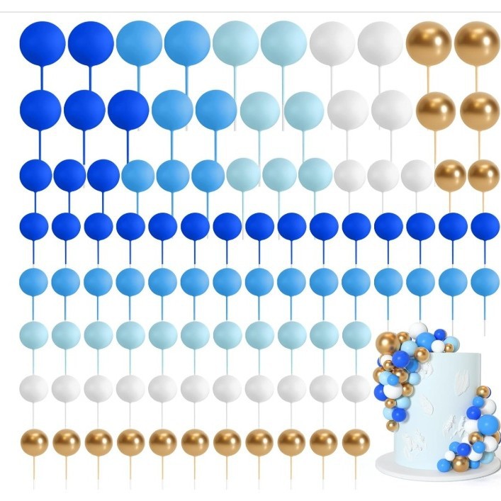 75pcs混装蛋糕泡沫球金银球彩球摆件插件生日派对甜品台装饰批发