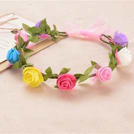 儿童礼服旅游仿真藤条塑料花环 女童拍摄道具头饰 宝宝假花花环