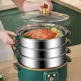 Electric Steamer Multifunctional Household Large Capacity Three-Layer Electric Steamer with Timer for Multi-Layer Steaming of Buns and Cooking Lotus Chain