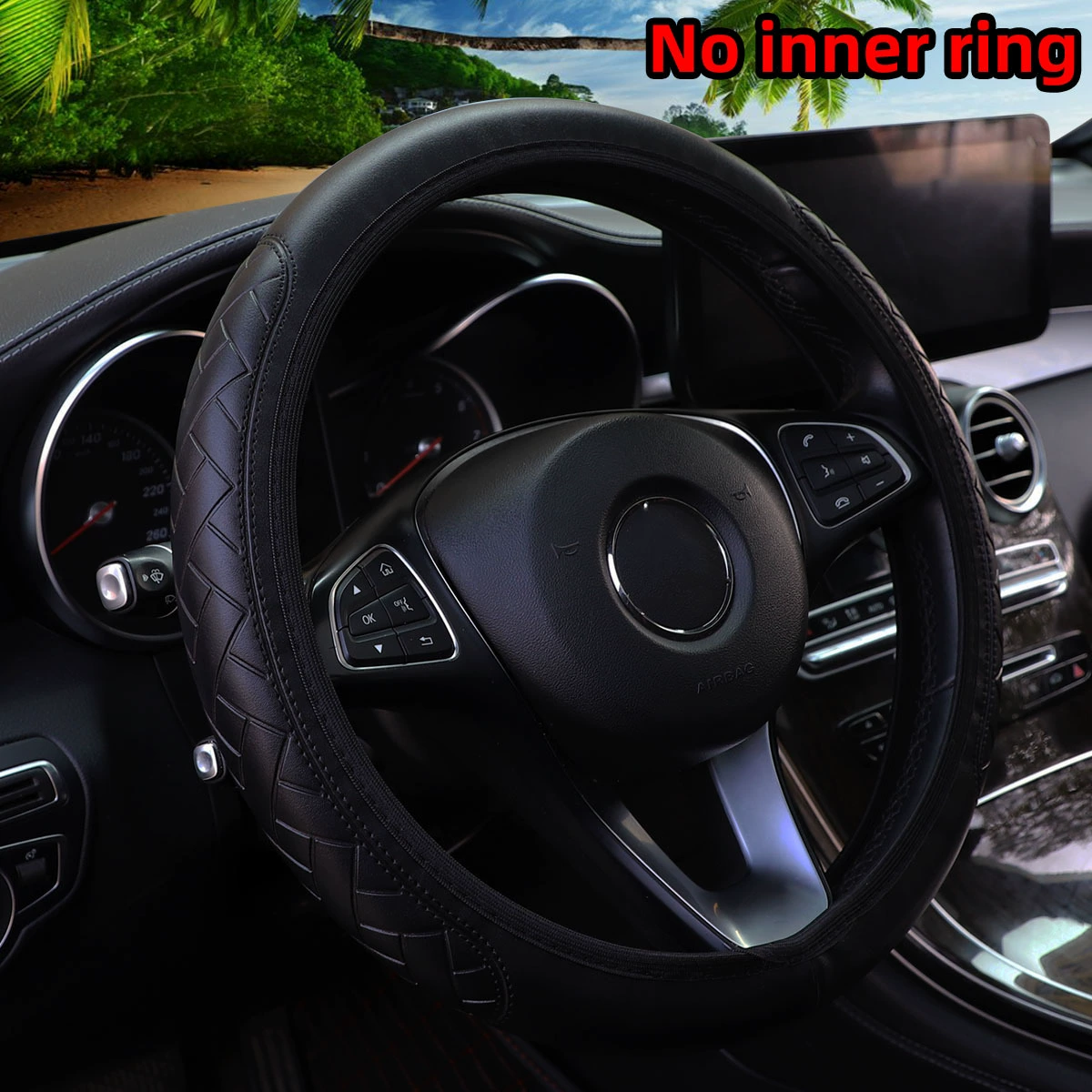 Автомобильный PU кожаный стерео массаж кожаный черный без внутреннего кольца рулевое колесо 14,5-15 дюймов для мужчин и женщин