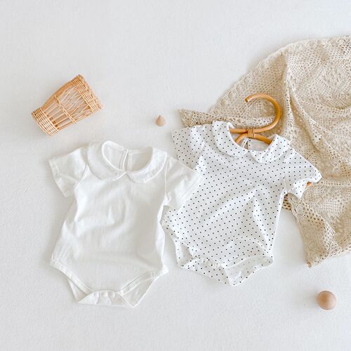 INS  new summer products for infants and young children, baby girls, polka dot baby doll collar, one-piece bodysuit, rompers