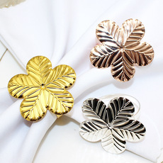 酒店新品金色花朵餐巾环餐巾扣金属餐巾圈厂家批发