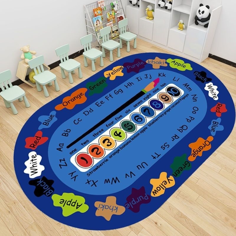 Baby Crawling Blanket Cooling Mat Classroom Reading Area Educational Game Mat Kindergarten Children's Alphabet Crystal Velvet Carpet