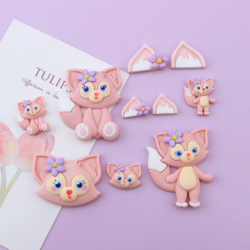 Meow Meow Series Small Purple Flower Ears New DIY Cream Gel Phone Case Resin Accessories Headwear Hairpin Material