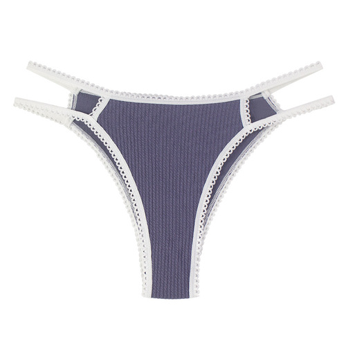 Cross-border new style underwear for women, knitted women's pure cotton crotch double strap design sexy French foreign trade seamless briefs