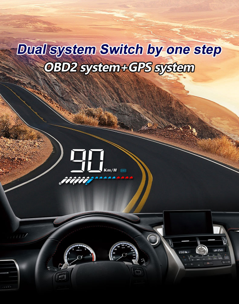 Cross-border best-selling car HUD head-up display OBD+GPS dual-system intelligent high-definition multifunctional on-board computer
