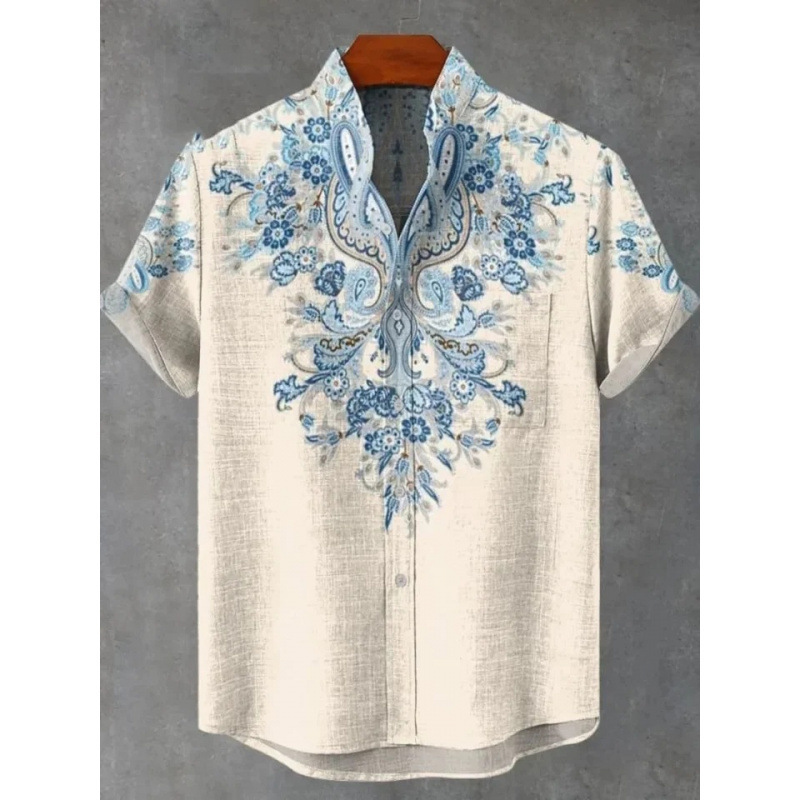 Summer Men's Printed Short-Sleeved Shirts, Men's Holiday Casual Short-Sleeved Shirts, Trendy Streetwear, Quick Delivery