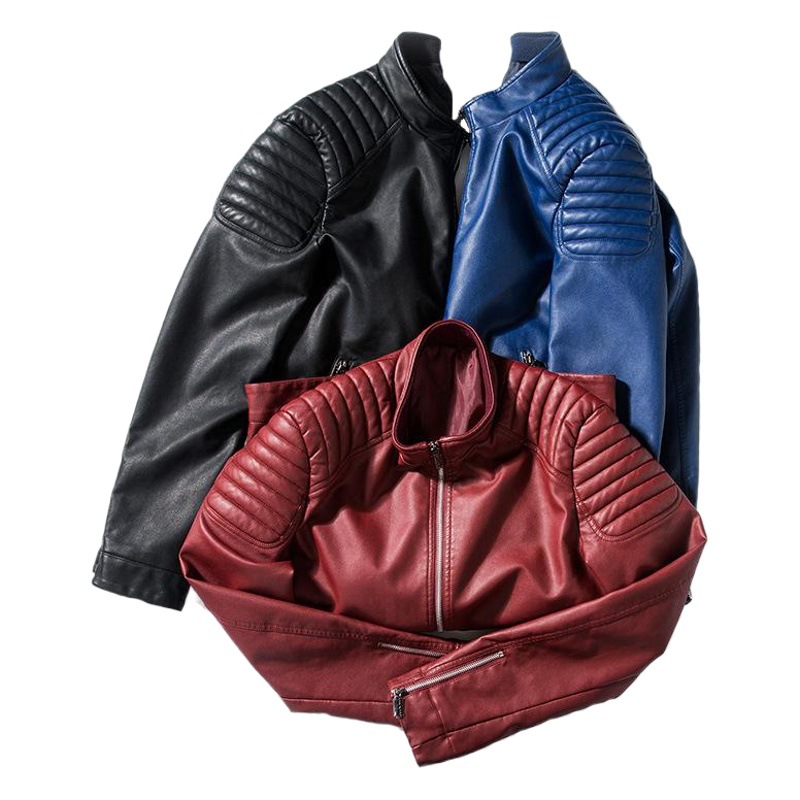 Amazon Men's Casual Jacket Men's Slim Biker Jacket Men's PU Leather Jacket Leather Men's Korean Style Jacket