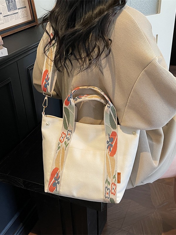 Bolsa de lona de clase de estudiantes universitarios, bolsa de hombro de moda de gran capacidad, bolsa de transporte universal, bolsa de bolsas de bento casuales.