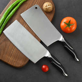 不锈钢菜刀砍骨刀家用锋利切片刀斩骨刀套装双线钢头刀具生产厂家