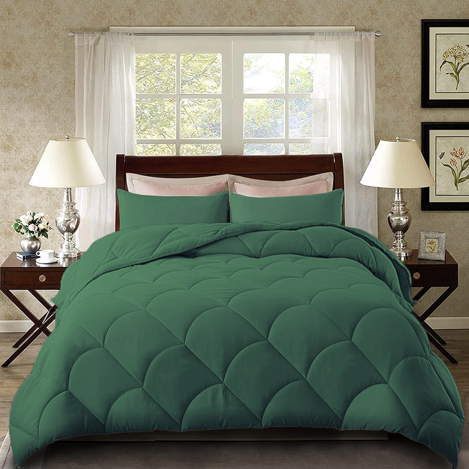 웨이브 이불커버 - 다크그린