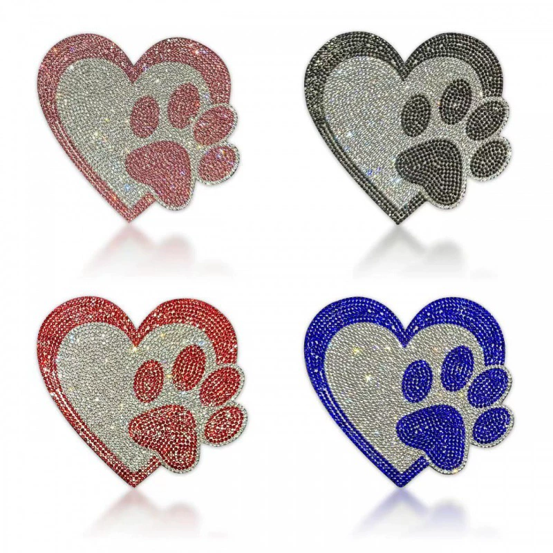 Стикеры для царапин на теле автомобиля любовные следы щенка стразы стразы персонализированные хрустальные декоративные наклейки для скейтборда