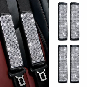 Avtomobil Daxili Rhinestone Çiyin Yastığı Təhlükəsizlik Kəməri Örtüyü, Tam Rhinestone Qoruyucu