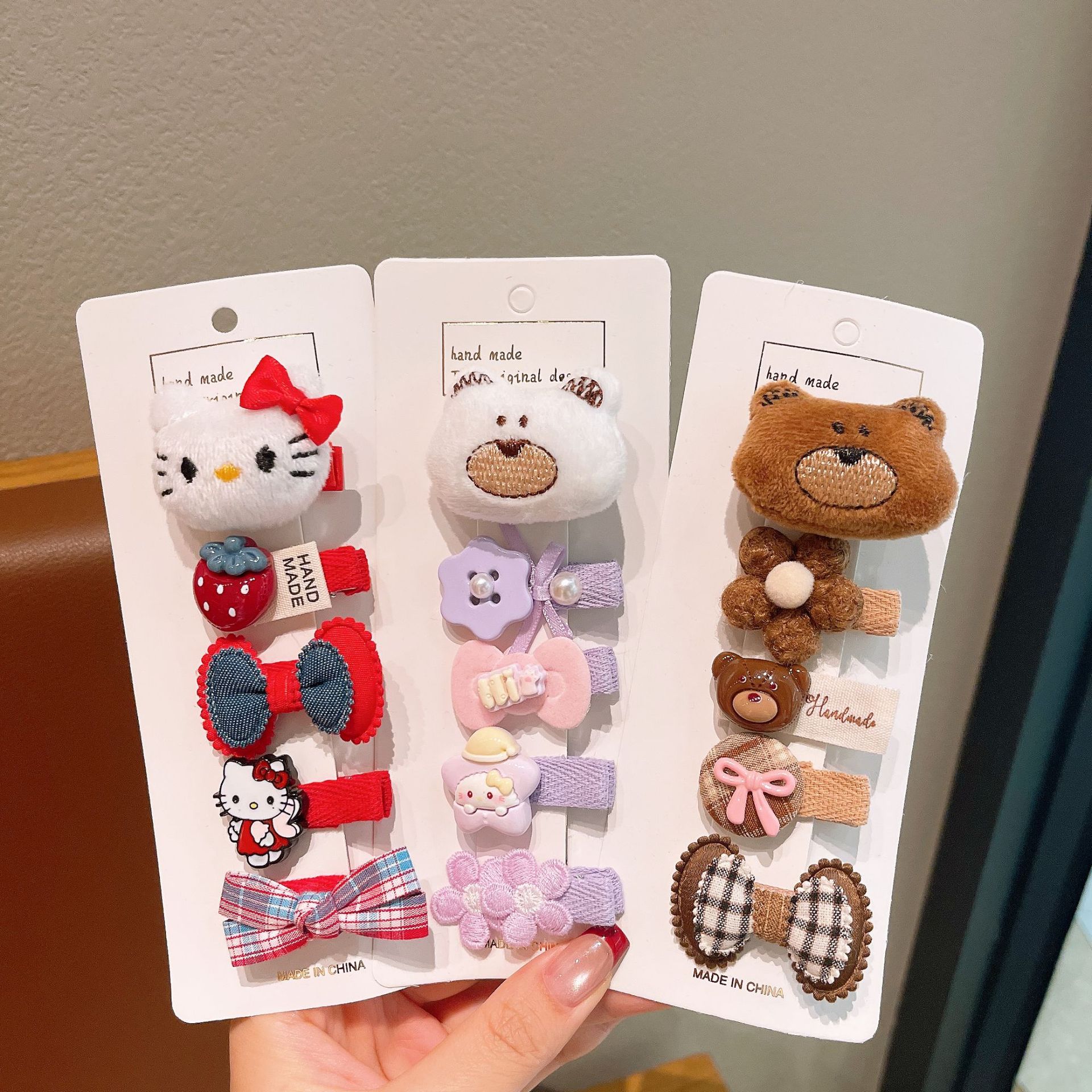 2025 nuevo dulce rosa línea clips para el cabello de los niños flancos frises clips para el cabello rotos chicas lindas clips para el cabello de fresa coreana