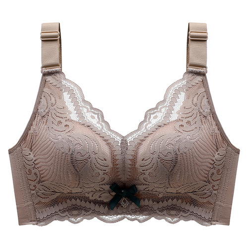 Soft cotton lace bra, small breast underwear, women's push-up, big breasts, slim, side breasts, no steel ring, large size bra