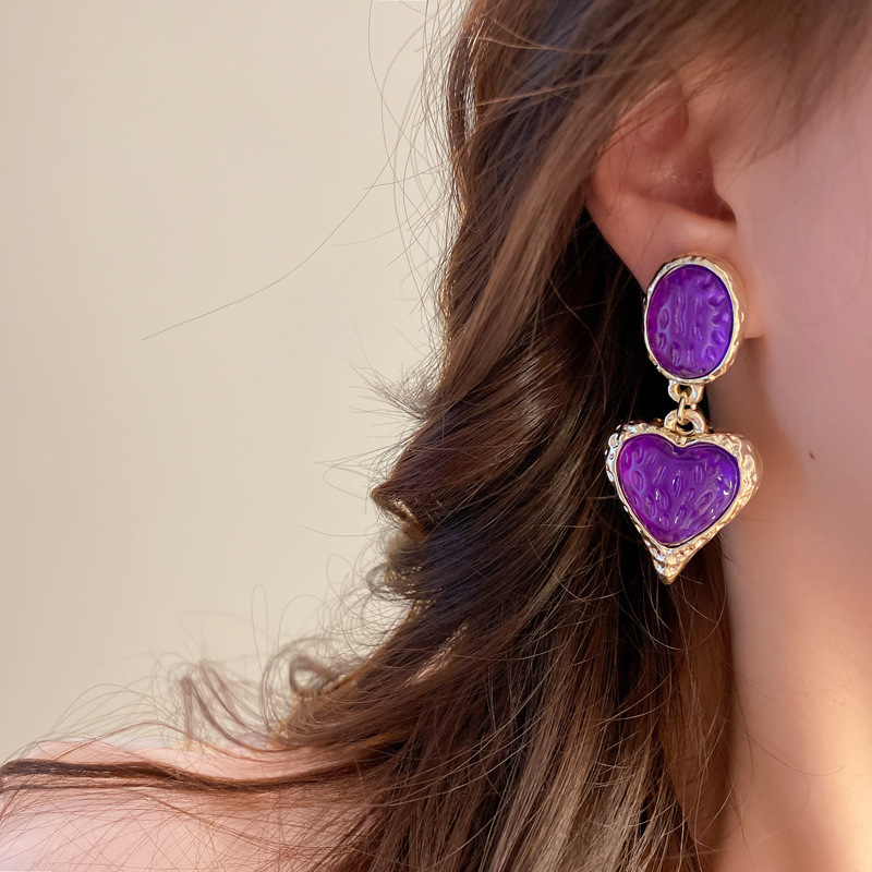 Fashion Heart Shape Flower Alloy Diamond Resin Rhinestones Womenu0027S Drop Earrings 1 Pair