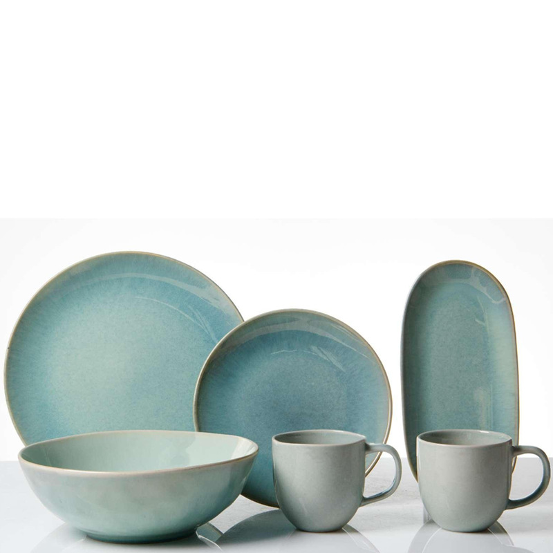Reacción esmaltado cubiertos set al por mayor hogar cerámica de alto valor nominal platos de comedor tazas de cerámica cubiertos combinados image 5