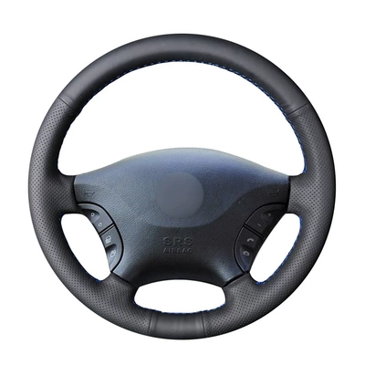 Steering wheel cover, wheel cover is suitable for - artificial-leather-black-hole-on-both-sides-black-line
