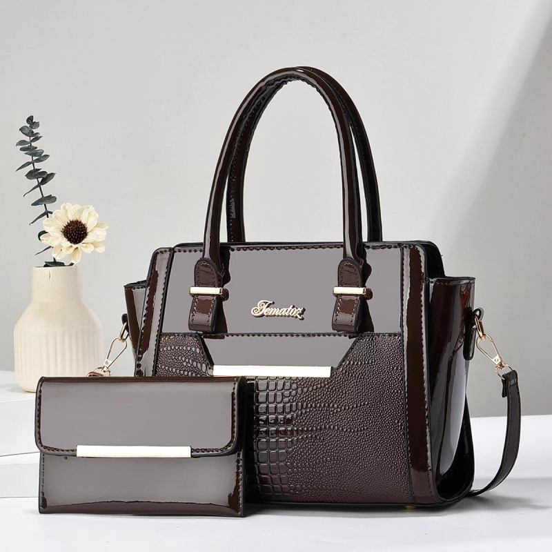 Bolso de niño y madre, patrón de cocodrilo, cuero brillante de dos piezas, bolso de mensajero para mujer, bolso de mano coreano, bolso de hombro, handbags