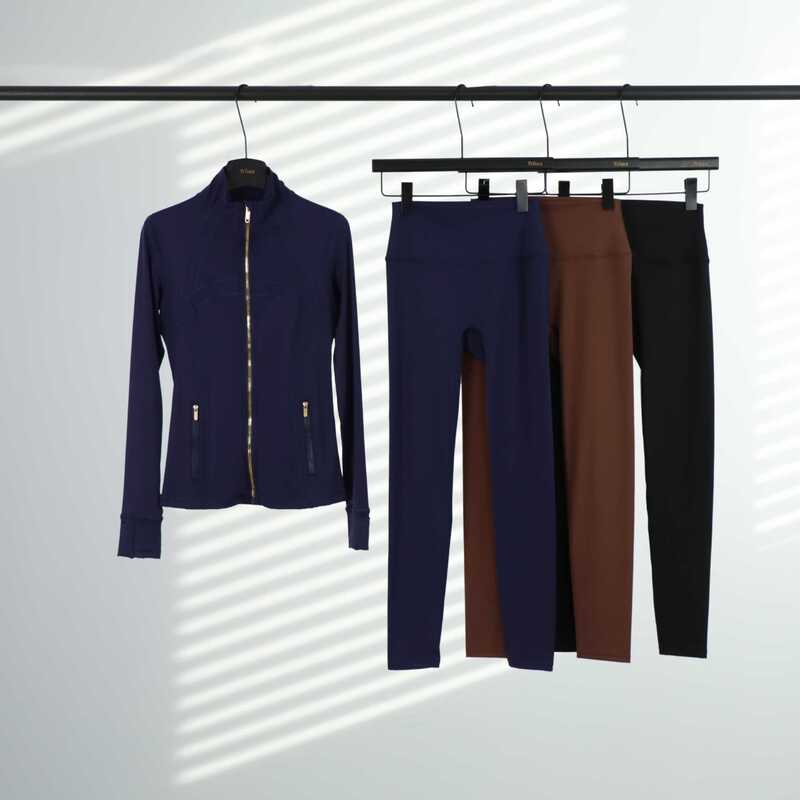 Ld Stand Collar Jacket and Cropped Pants Set, Sporty Casual Versatile High-Neck Hoodie, Autumn Yoga Sports Jacket