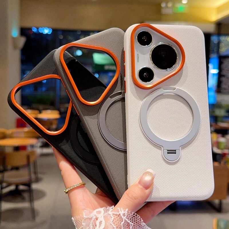 Suitable for Huawei P80Pro Magnetic Rotating Stand Phone Case Mate80 Gold Armor Business Anti-Fall Protective Cover