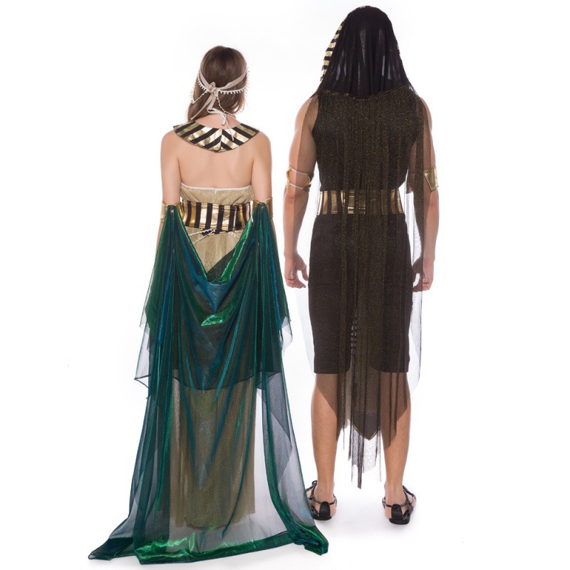 (2개) 할로윈 의상 코스프레 팬시 원피스 볼 이집트 남성과 여성 같은 파라오 클레오 파트라 고대 로마 왕자 드라마