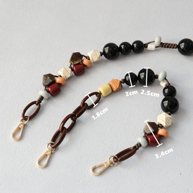 European and American acrylic bead chain, fashionable wooden bead bracelet, accessories, shoulder strap, crossbody lanyard, bag strap, mobile phone chain_voghion.com