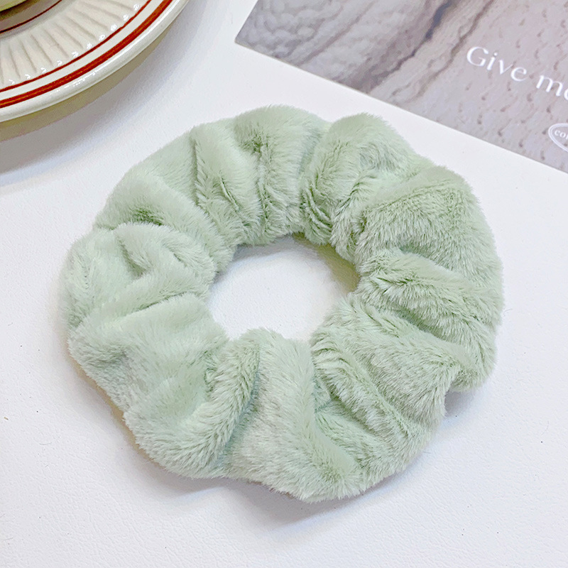 秋冬仿兔毛绒大肠发圈奶油色系毛茸茸发饰网红甜美扎头发绳发饰品|undefined