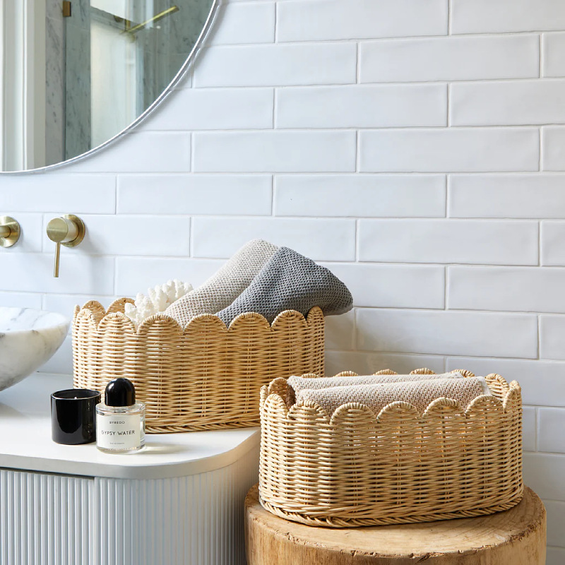 Cesta de almacenamiento de tejido de viento idílico Cesta de almacenamiento de vivienda decoración simple juguetes diversos Cesta de almacenamiento de tejido de mano