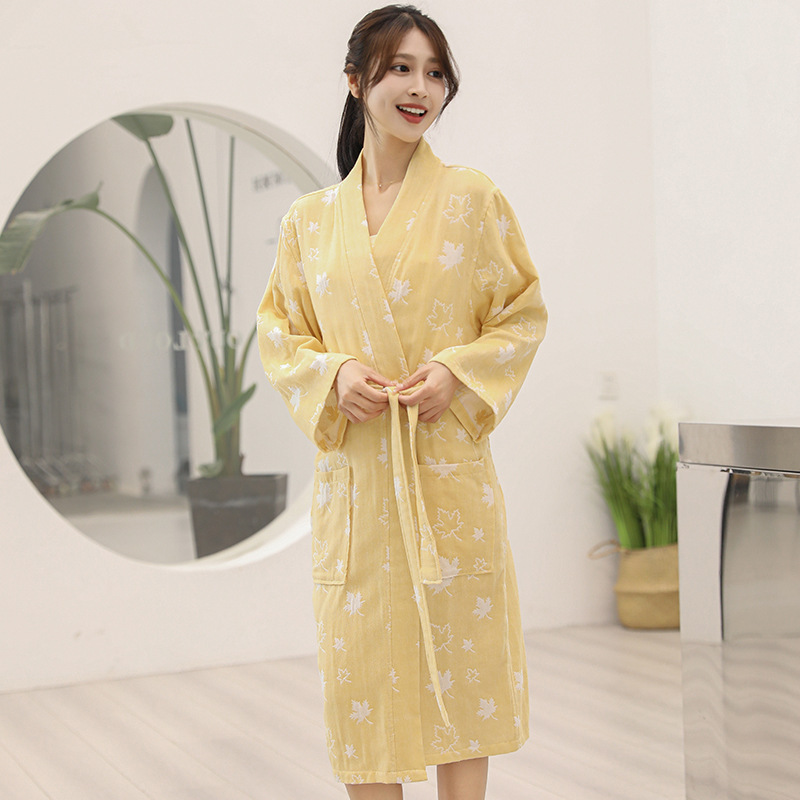 (2개) 여름 얇은 거즈 목욕 가운 호텔 여성 잠옷 면화 기모노 흡수성 목욕 가운 국경 아마존