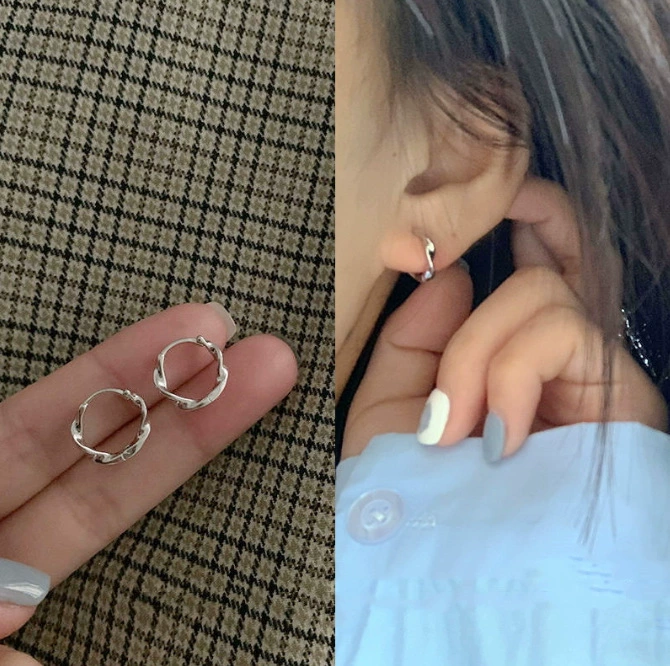 Золотой серебристый S925 Серебряный минималистский дизайн ушных кружков