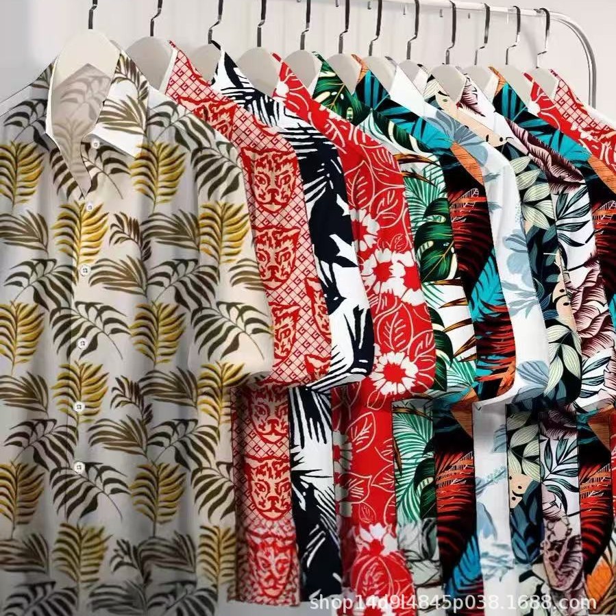 Trendy American-style breathable beachwear for men and women, Hawaiian seaside high-end floral shirt, versatile and popular in Southeast Asia