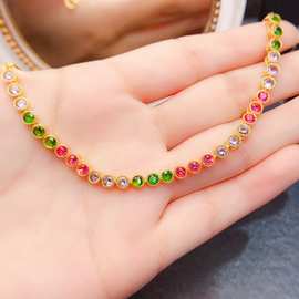 跨境专供天然彩宝手链轻奢高级感手链珠串3*3mm新款手饰