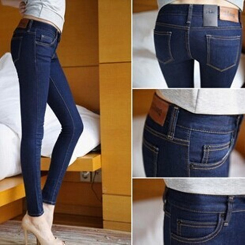  Spring and Autumn New Women's Solid Color Denim Jeans Women's Slim Straight Leg Pants Tight Stretch Straight Leg Pants