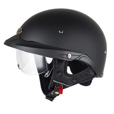 Motosiklet kaskı (dəbilqə): Helmet Electric Vehicle Helmet Half - matt-black-transparent-inner-mirror-m