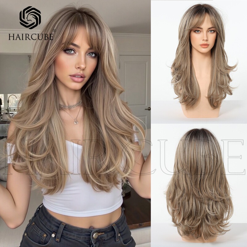 High-Temperature Synthetic Wig with Bangs for Women, Layered Curly Hair, Medium Length, Suitable for Daily Use, Exclusively for Cross-Border Supply High-Temperature Synthetic Wig with Bangs for Women, Layered Curly Hair, Medium Length, Suitable for Daily Use, Exclusively for Cross-Border Supply