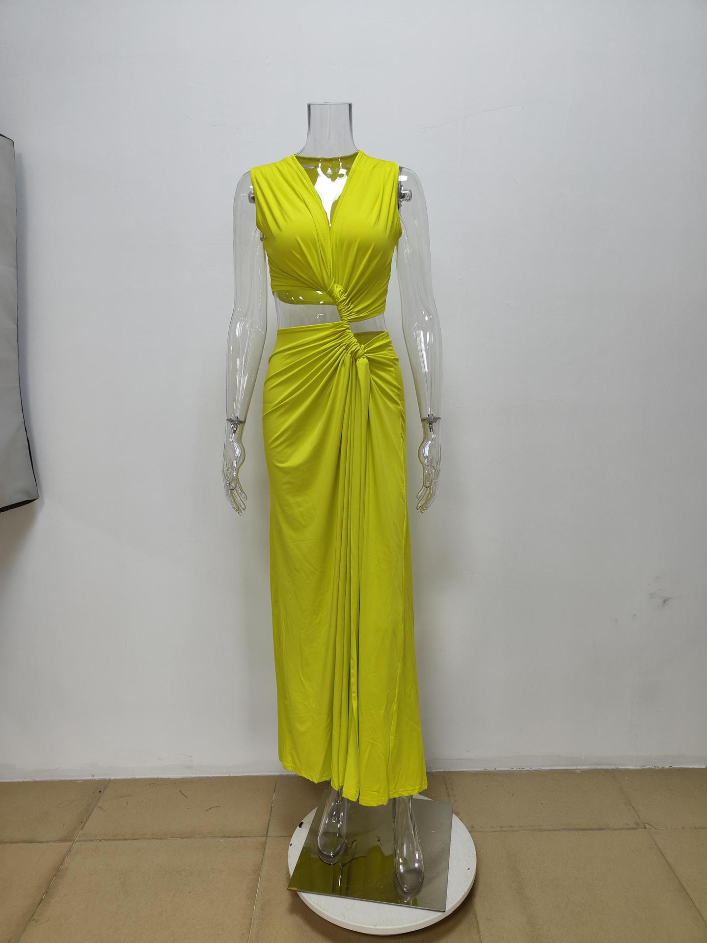 Solid Color Pattern Wholesale Women's Sexy Solid Color Solid Color Daily V Neck Sleeveless Sheath Dress